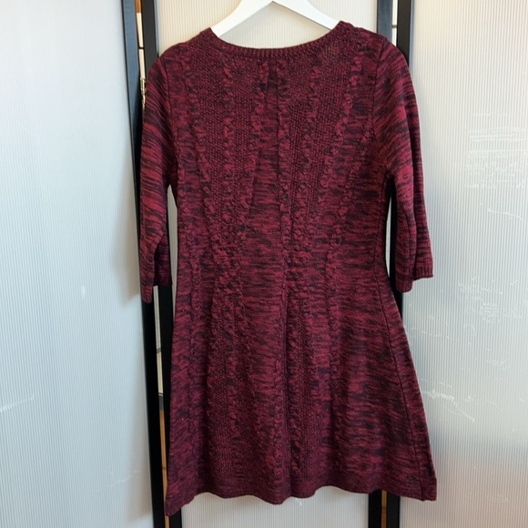 Cloud chaser, maroon, and black cable, knit sweater dress, size extra large - Picture 2 of 7